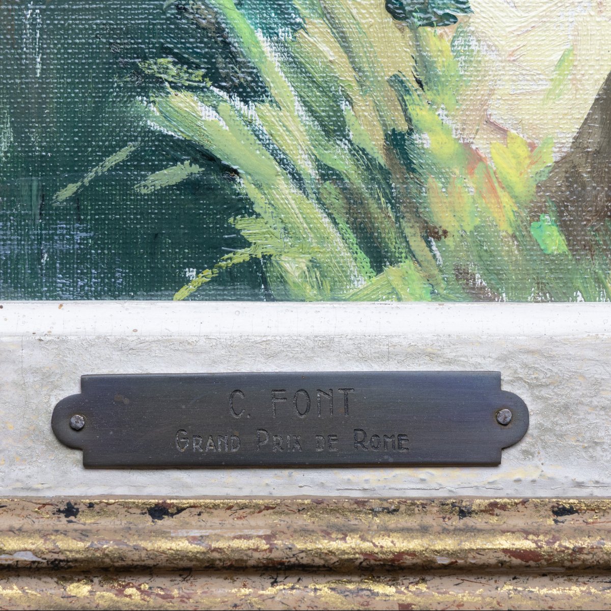 Constantin FONT – Bord de rivière au pied des montagnes – Huile sur toile – Signée-photo-5