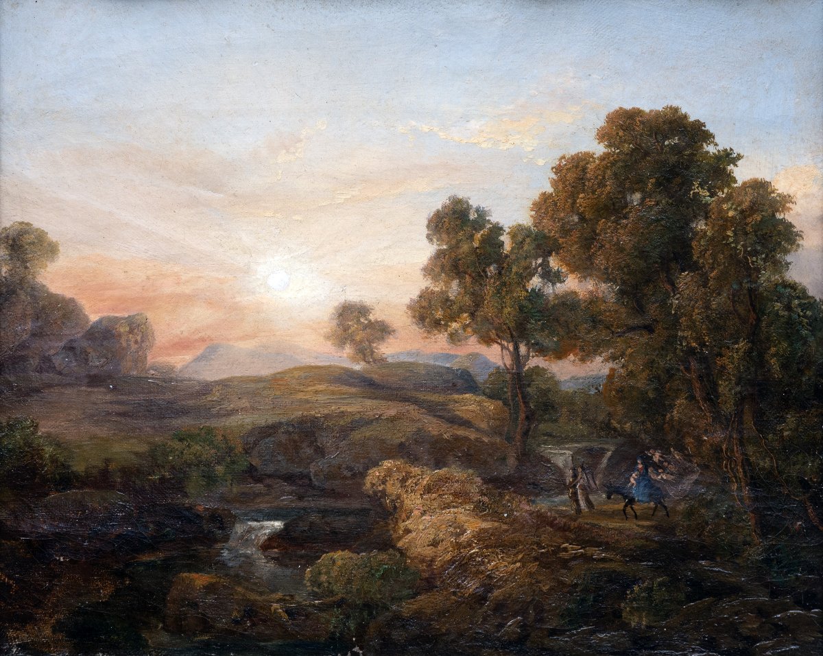 French Or Italian School - The Flight Into Egypt – Oil On Canvas – Late 18th Century