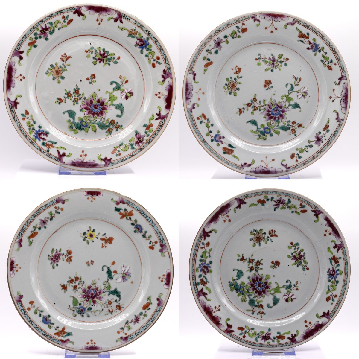 Set Of 4 Porcelain Plates From The Compagnie Des Indes – Qianlong-era China – 18th Century