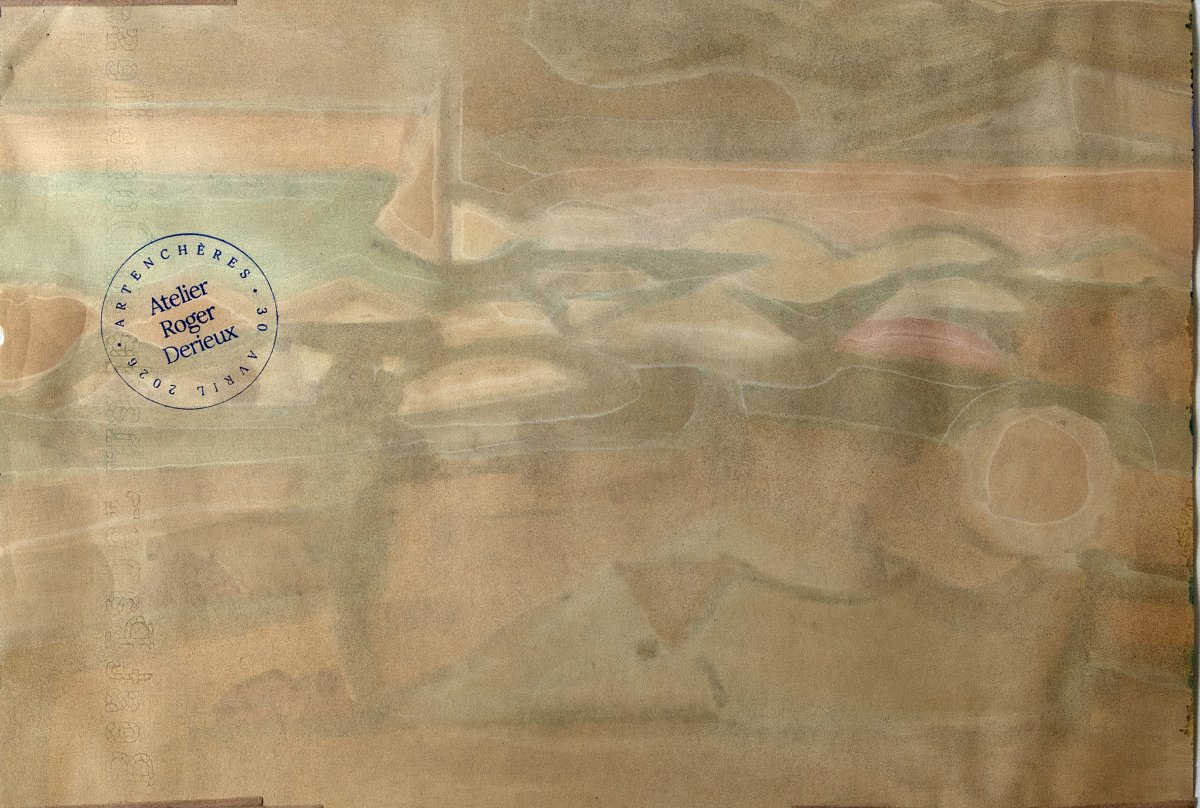 Roger Dérieux - The Beach – Oil On Paper – Certificate Of Authenticity-photo-4
