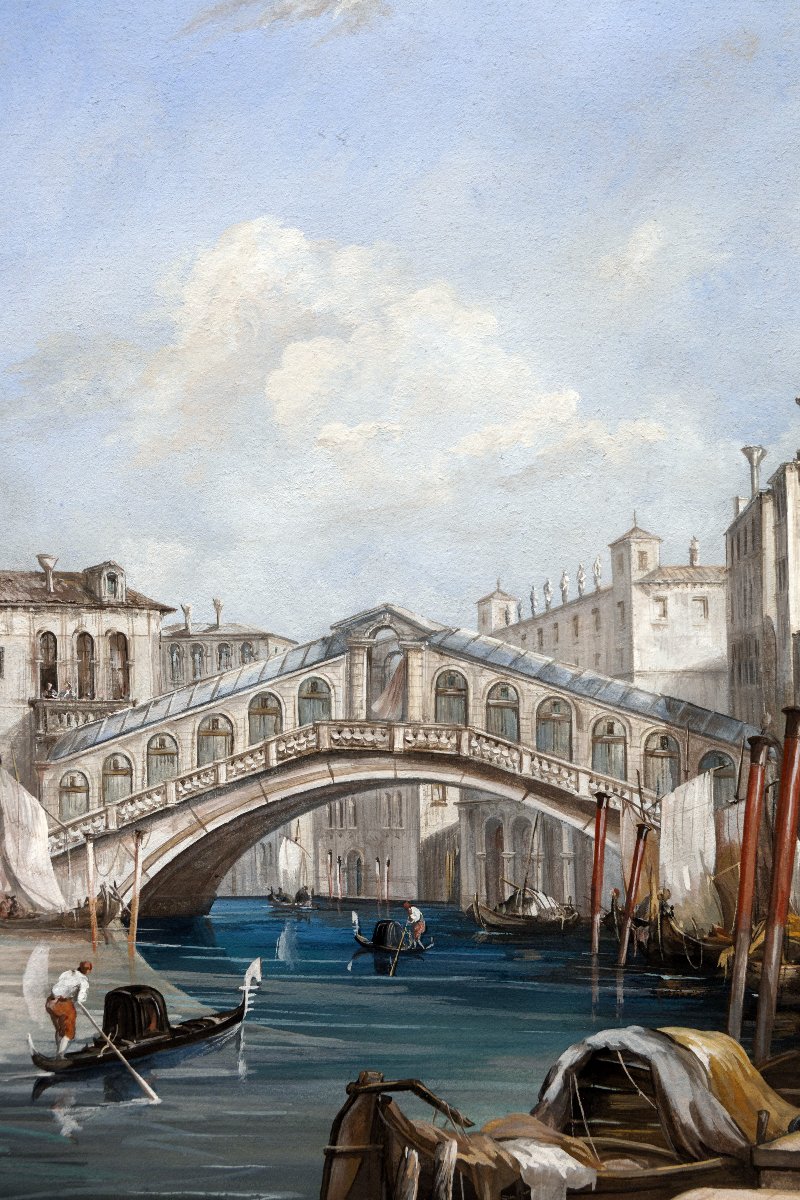 Venetian School – The Rialto Bridge In Venice – Gouache – 19th Century – Monogrammed-photo-5