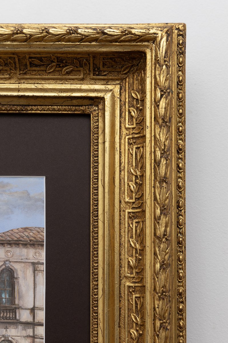 Venetian School – The Rialto Bridge In Venice – Gouache – 19th Century – Monogrammed-photo-6