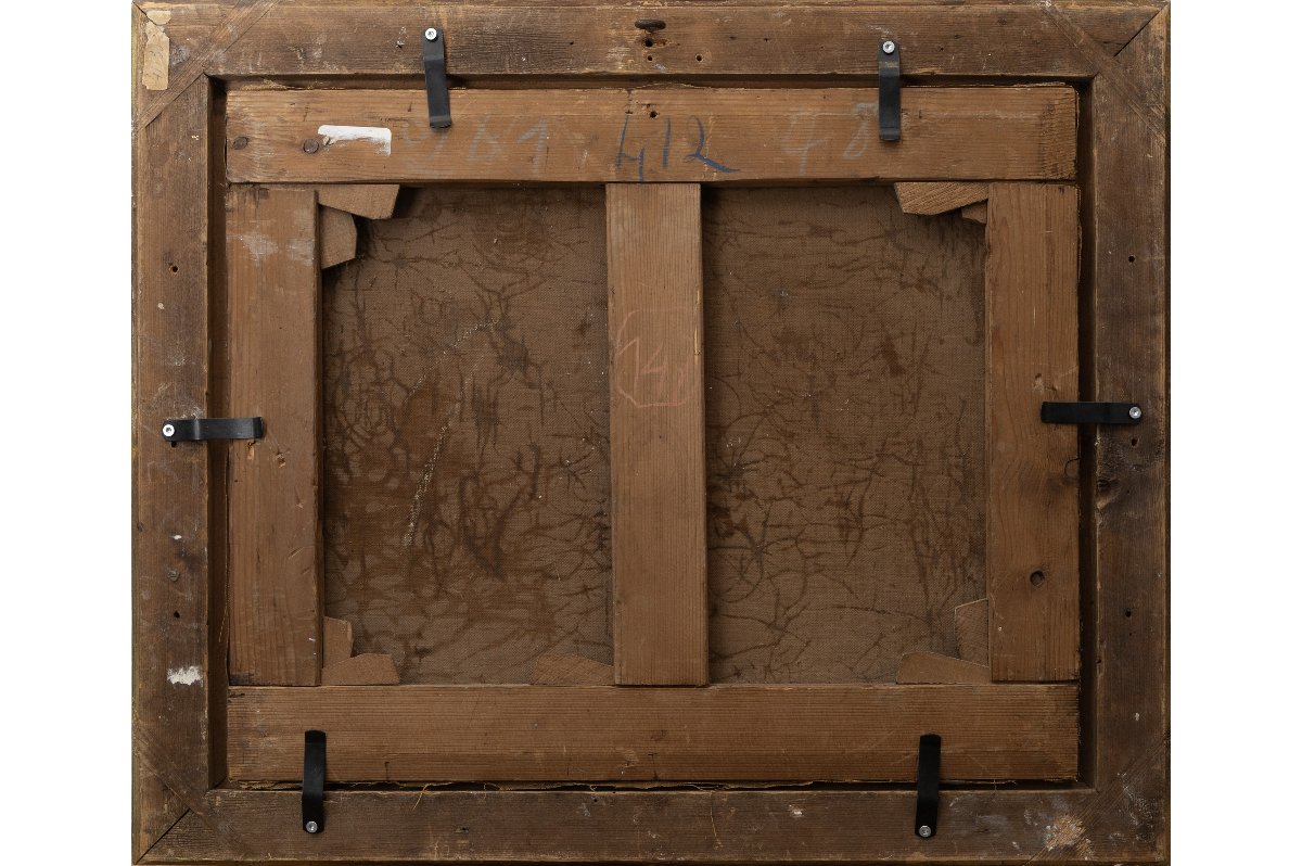 Guglielmo INNOCENTI – Bœufs s’abreuvant au crépuscule – Huile sur toile - Signée-photo-4