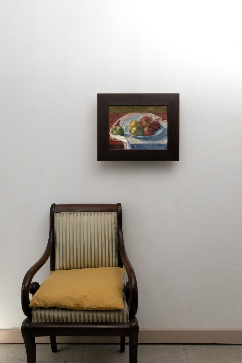 Still Life With Fruit On A Tablecloth - Oil On Canvas - Signed "le Sauzet"-photo-7