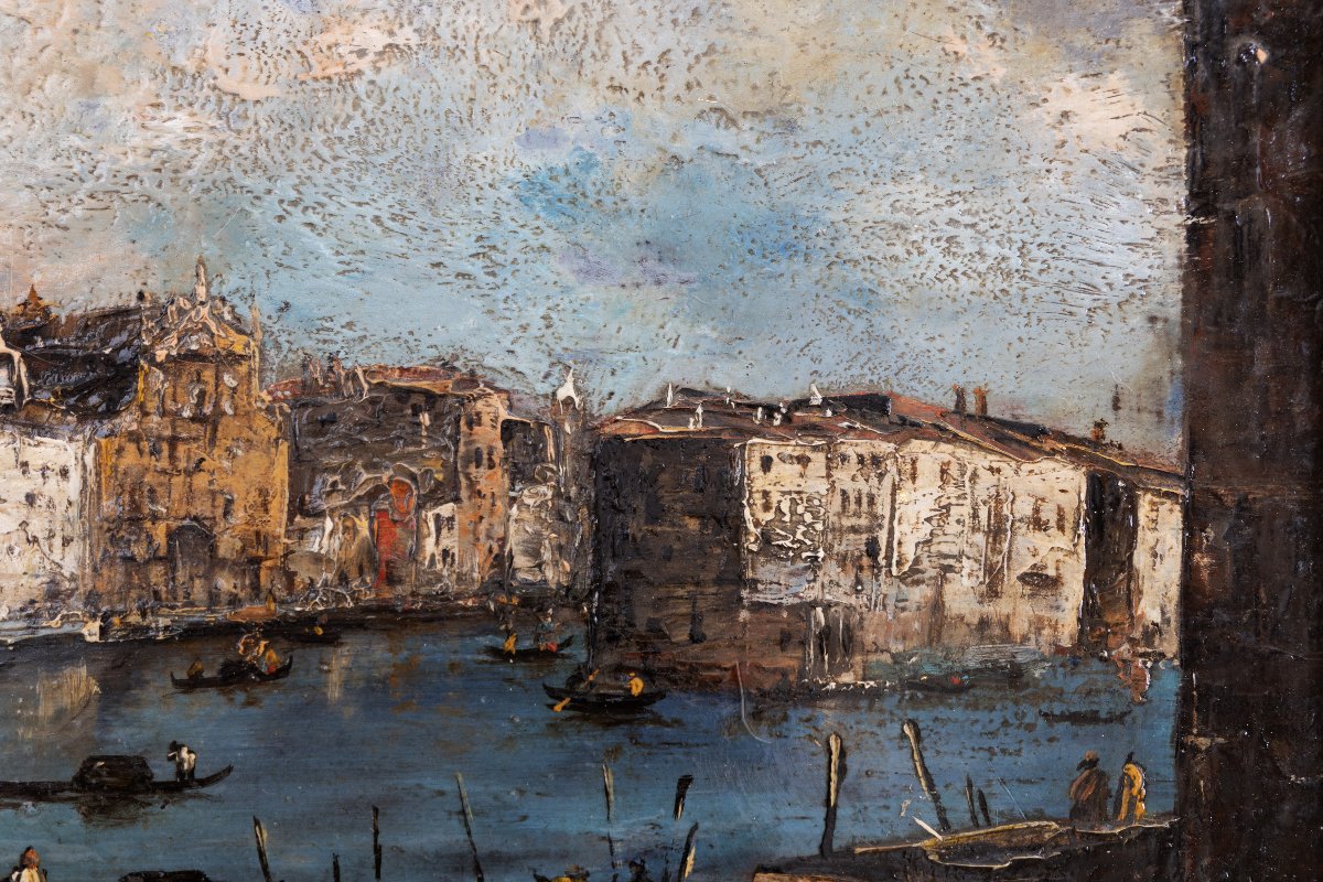 Venise sous un ciel d’orage – Huile sur panneau – Signée-photo-2