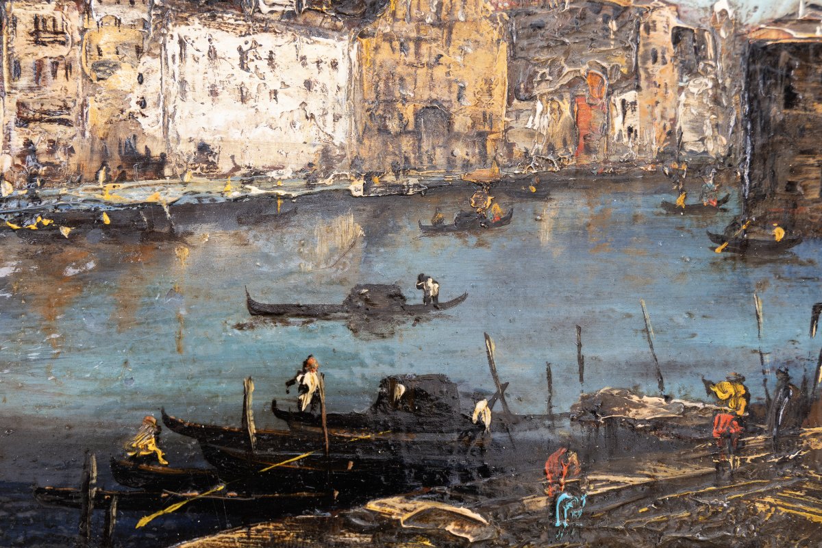 Venise sous un ciel d’orage – Huile sur panneau – Signée-photo-3
