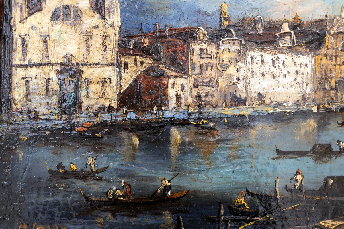 Venise sous un ciel d’orage – Huile sur panneau – Signée-photo-4