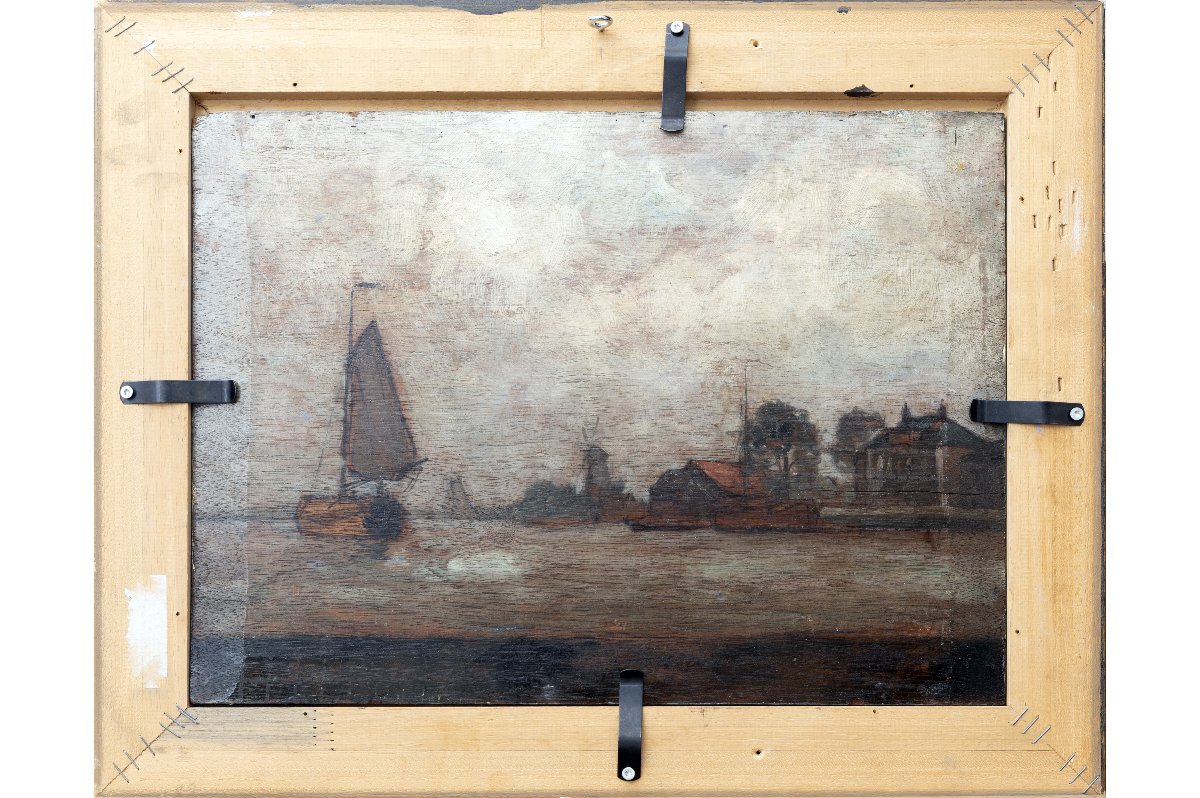 Alphonse Stengelin – Riverside Landscape – Study Of A Mill On A Canal – Signed-photo-4