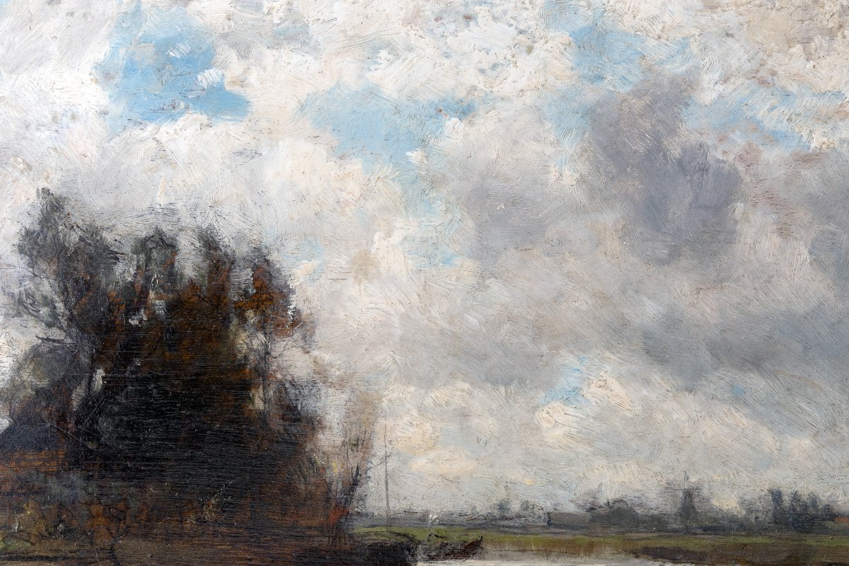 Alphonse Stengelin – Riverside Landscape – Study Of A Mill On A Canal – Signed-photo-1