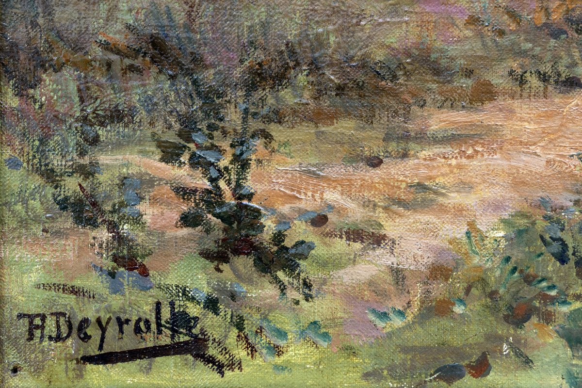 Théophile-louis Deyrolle – Shepherd And Flock At Dusk – Oil On Canvas – Signed-photo-3