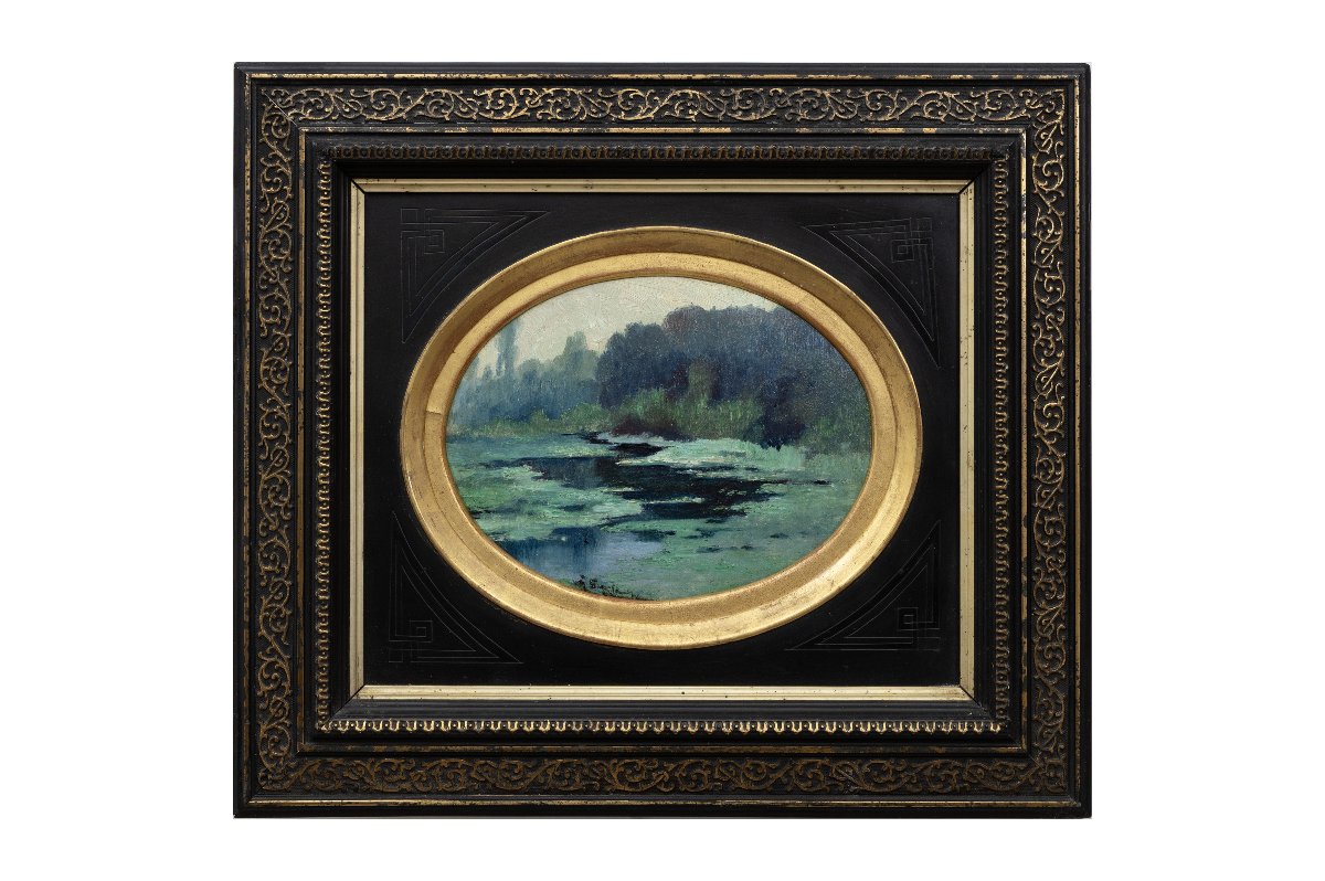 Antoine Barbier – Pondshores In Bresse – Oil On Canvas – Signed-photo-7