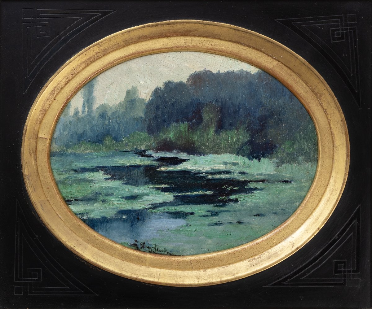 Antoine Barbier – Pondshores In Bresse – Oil On Canvas – Signed