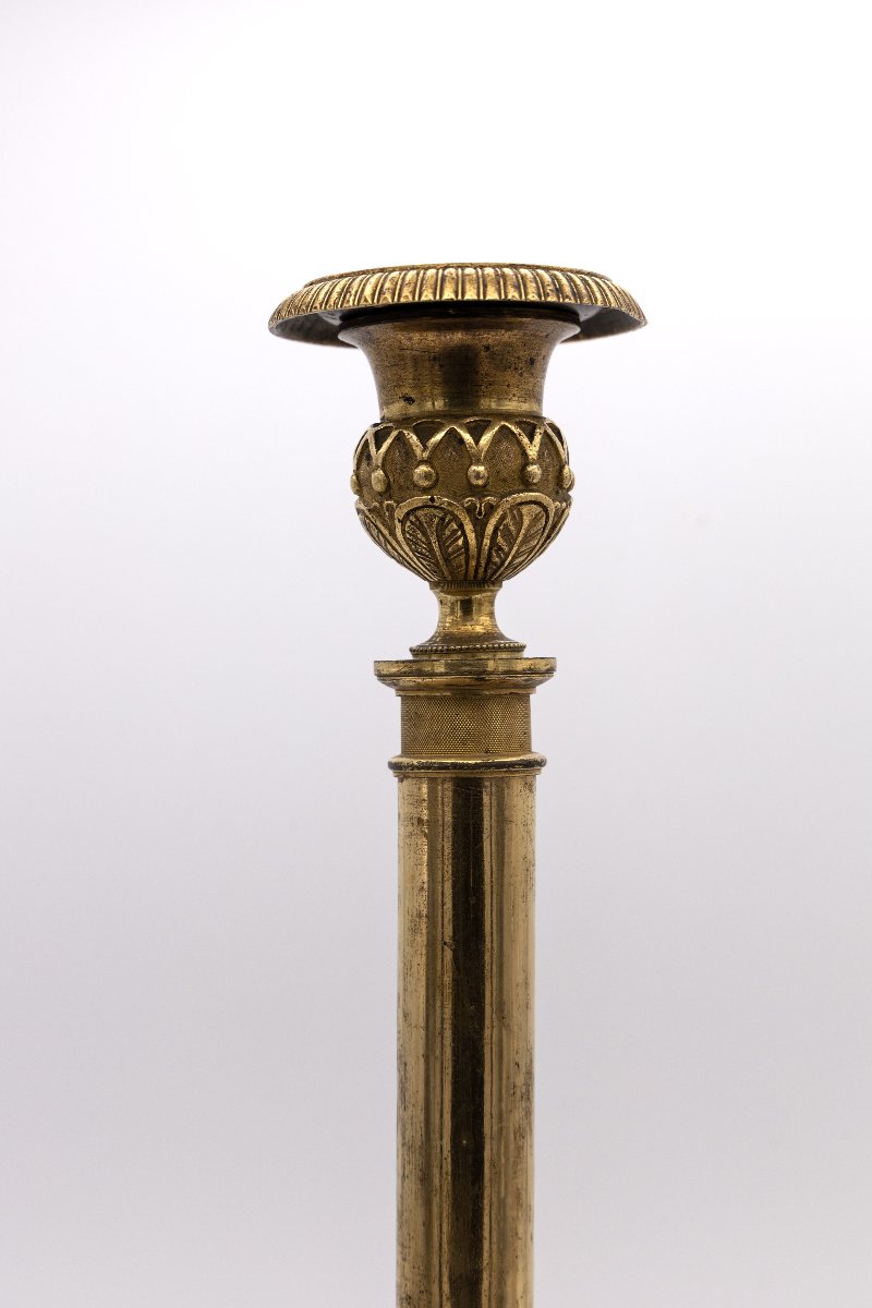 Gilded Bronze Torch With Three Dolphins – Restauration Period, Circa 1820–1830-photo-3