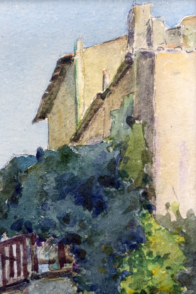 The Bird Mirror In Martigues – Watercolor Signed By Chaud – Early 20th Century-photo-4