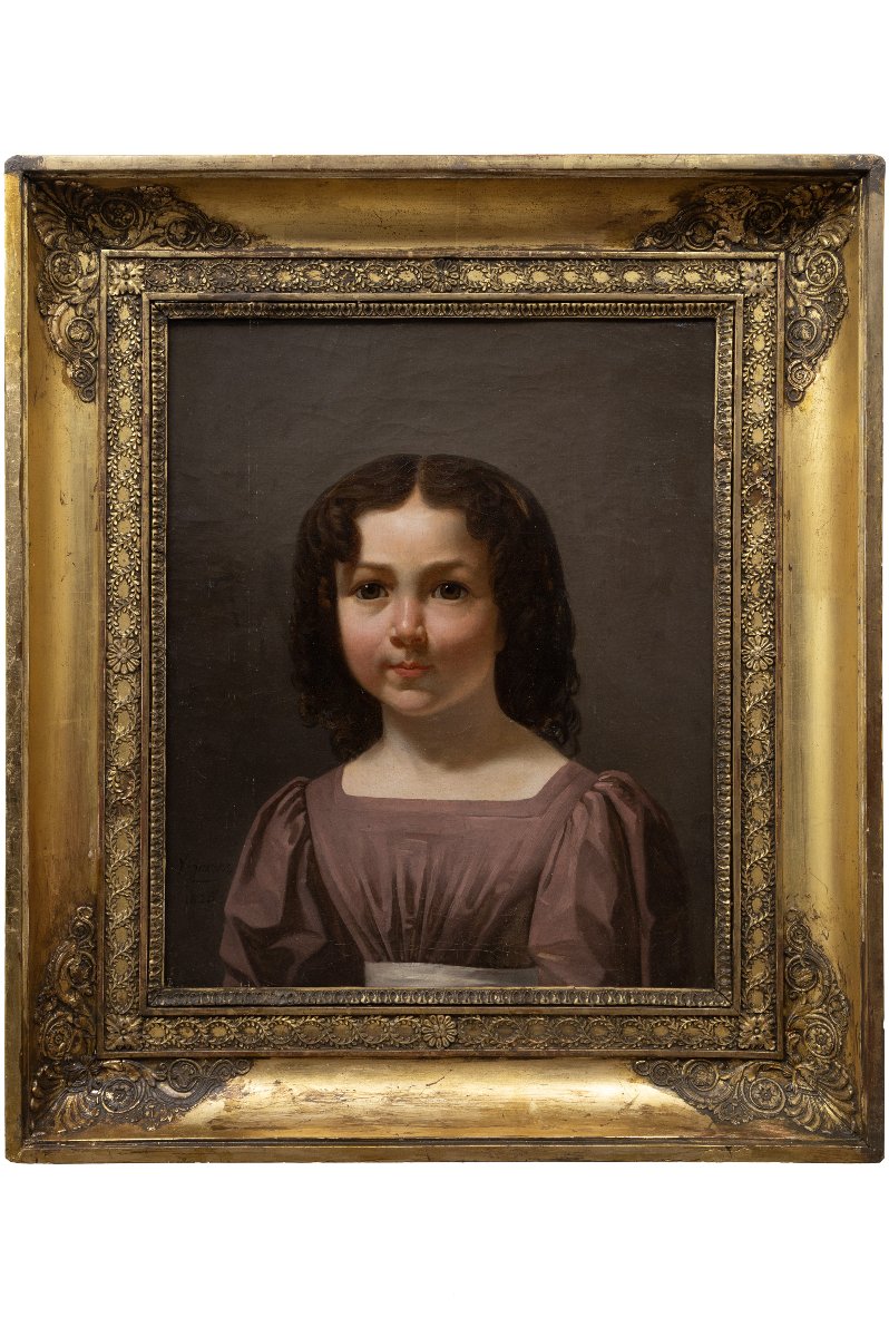 Pierre-Roch VIGNERON – Portrait d’une petite fille – Huile sur toile – Datée et signée-photo-2
