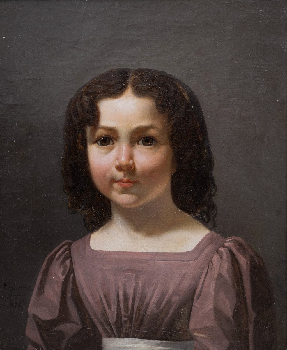 Pierre-Roch VIGNERON – Portrait d’une petite fille – Huile sur toile – Datée et signée
