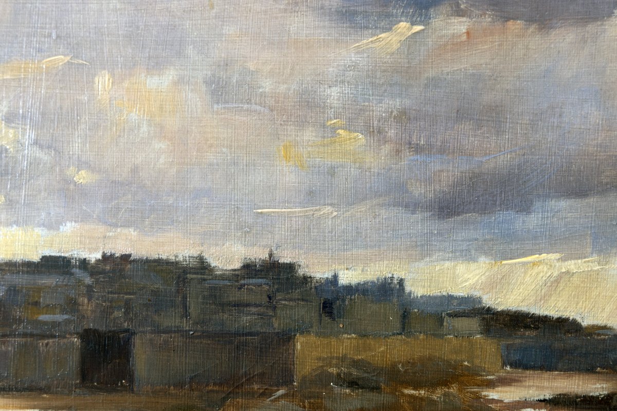 Maxime VOYET – Saint Malo, la ville close à marée basse– Huile sur carton – Signée-photo-5