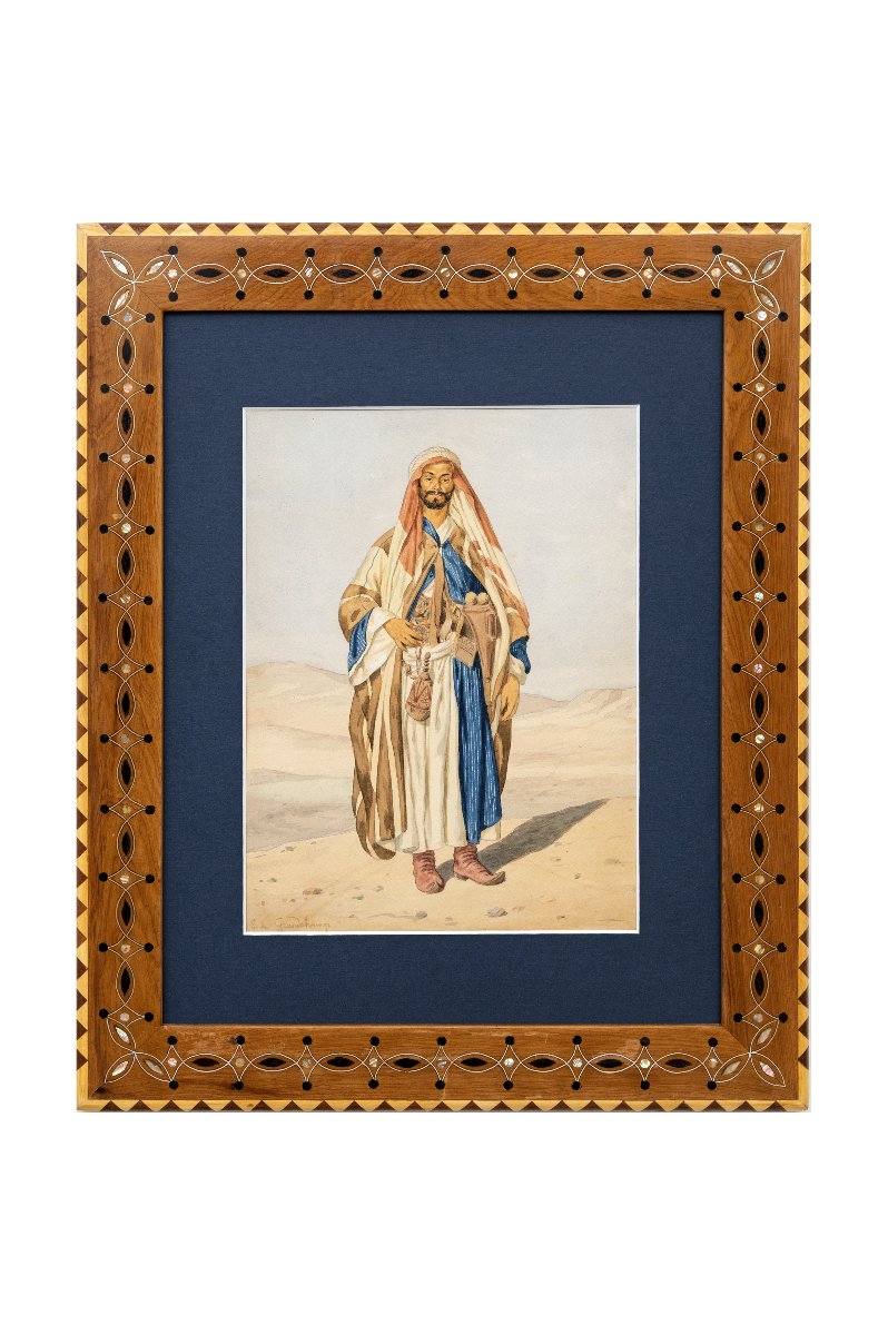 Louis Emile Pinel De Grandchamp - Bedouin In The Desert - Watercolor - Circa 1860–65 - Signed-photo-6