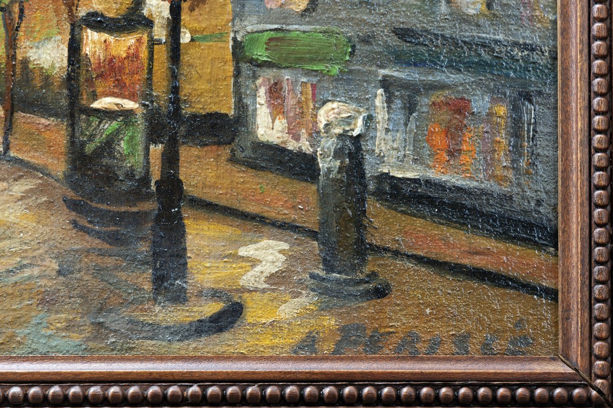 Raymon PÉRISSE – Place animée d’une ville de Lorraine, vers 1935 – Huile sur panneau – Signée-photo-3