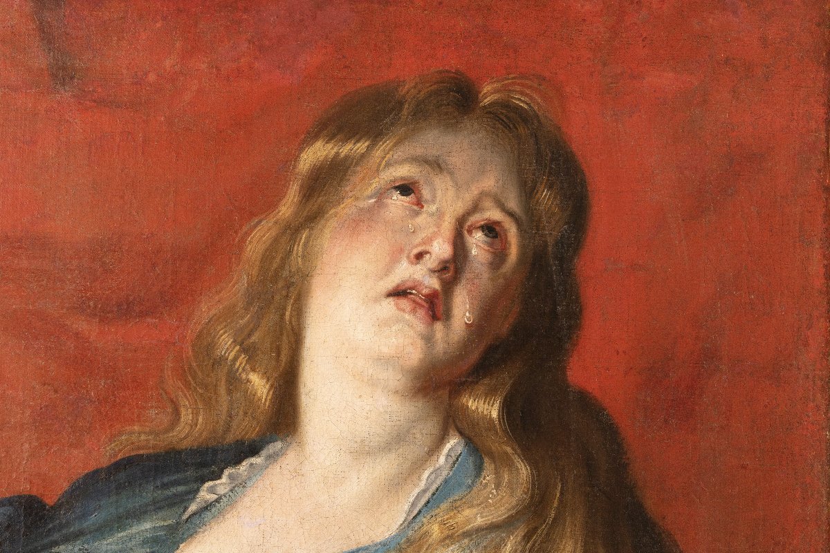 Atelier de Pierre Paul RUBENS – Marie-Madeleine renonçant aux richesses – Huile sur toile-photo-1