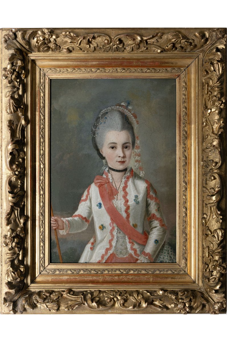 Late 18th-century French School, Portrait Of A Woman With A Red Scarf – Oil On Canvas-photo-2
