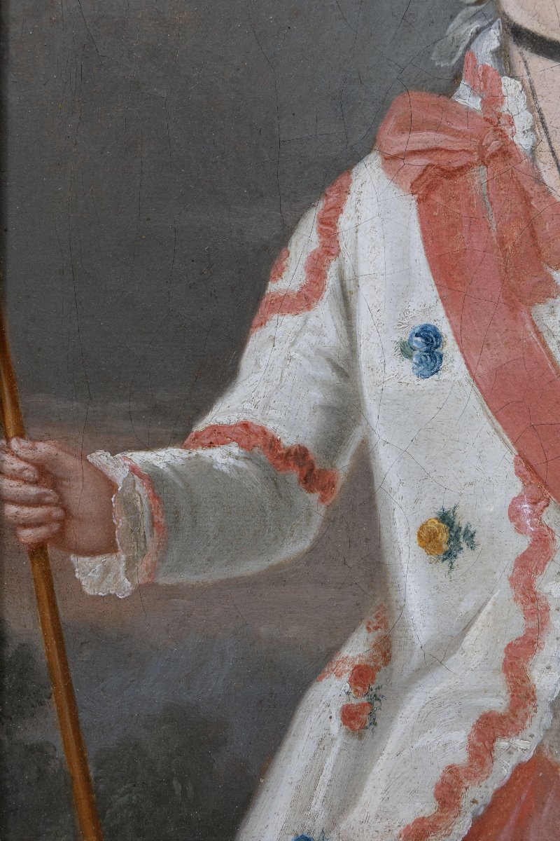 Late 18th-century French School, Portrait Of A Woman With A Red Scarf – Oil On Canvas-photo-4