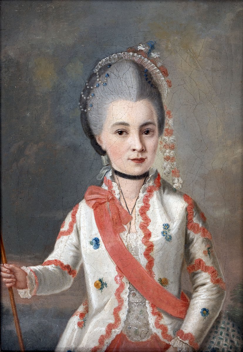 Late 18th-century French School, Portrait Of A Woman With A Red Scarf – Oil On Canvas