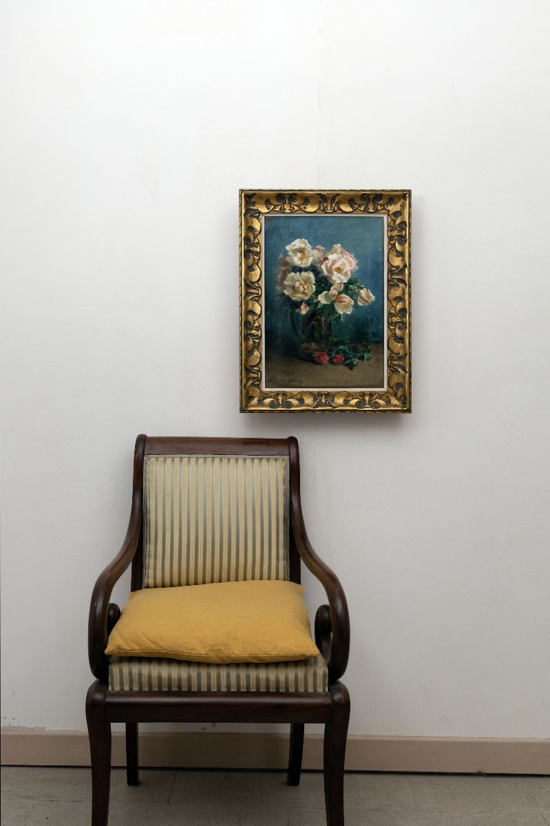 Léonie Bonvalet-barillot – Vase Of Roses – Oil On Canvas – Signed, Circa 1890-photo-7