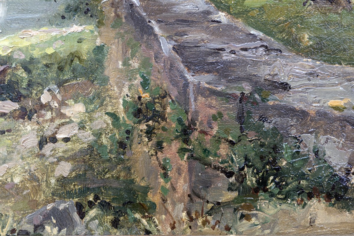 Charles ROUVIÈRE – Bord de rivière, femme assise – Huile sur toile – Signée et datée 1882-photo-4