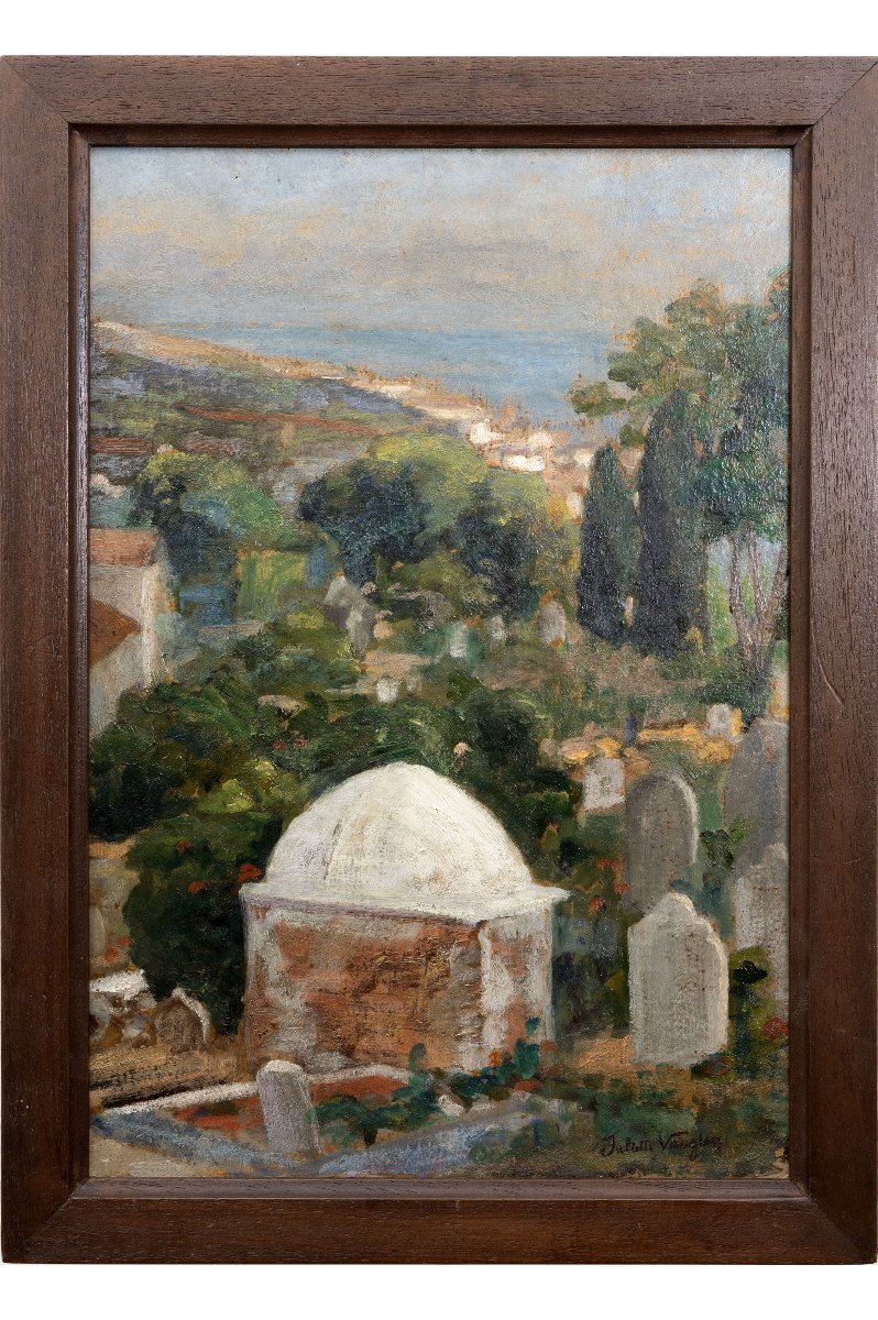 Cimetière arabe d’El Kettar, Alger  – Huile sur carton – Signée et datée 1923-photo-2