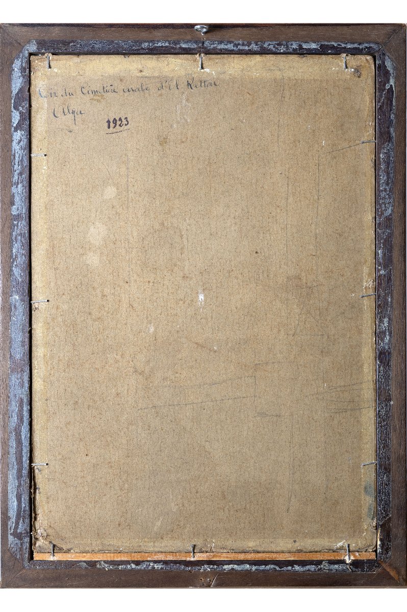Cimetière arabe d’El Kettar, Alger  – Huile sur carton – Signée et datée 1923-photo-4