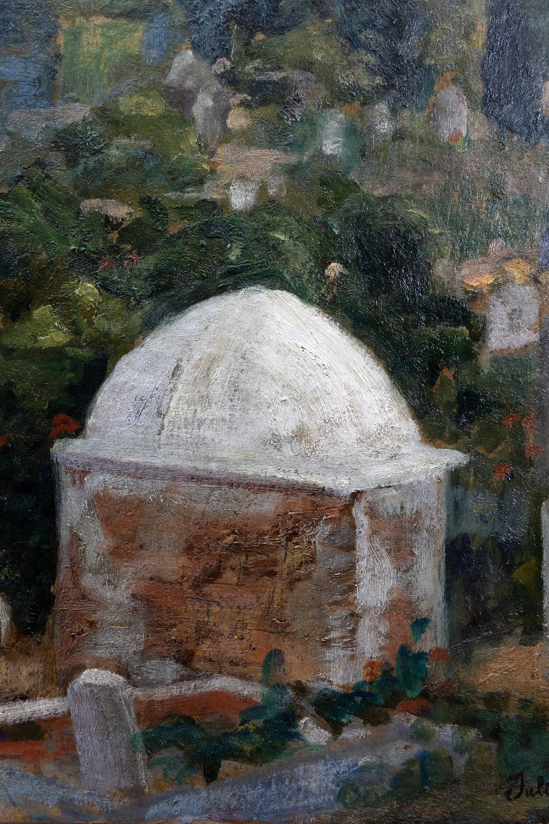 Cimetière arabe d’El Kettar, Alger  – Huile sur carton – Signée et datée 1923-photo-1