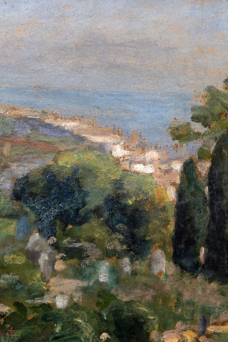 Cimetière arabe d’El Kettar, Alger  – Huile sur carton – Signée et datée 1923-photo-3