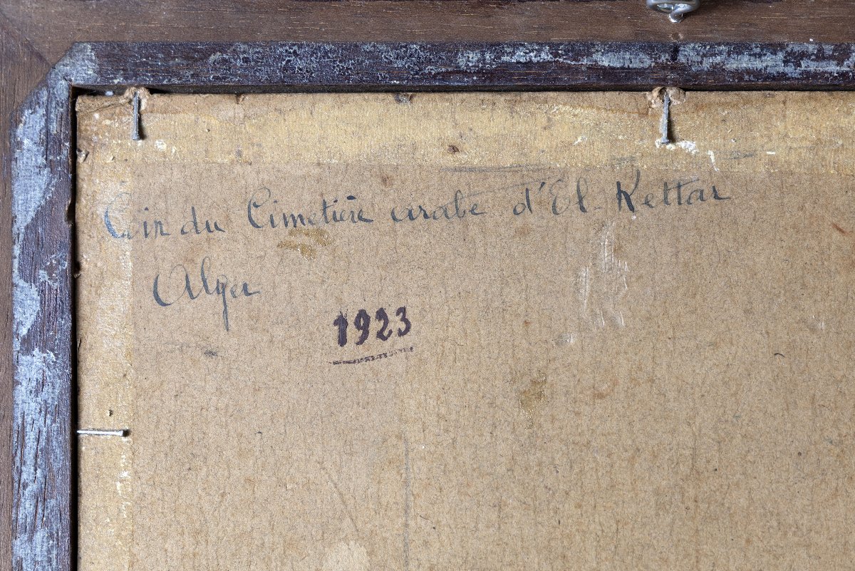 Cimetière arabe d’El Kettar, Alger  – Huile sur carton – Signée et datée 1923-photo-5