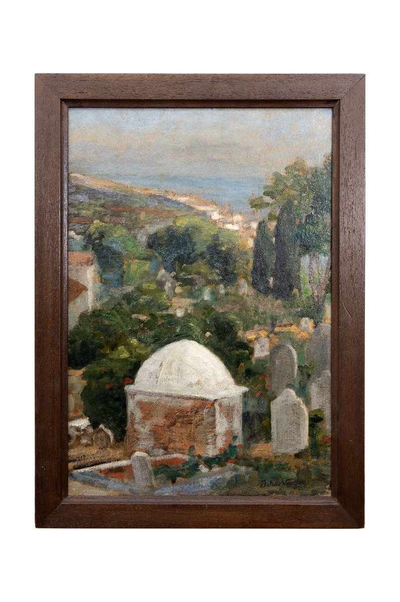 Cimetière arabe d’El Kettar, Alger  – Huile sur carton – Signée et datée 1923-photo-6