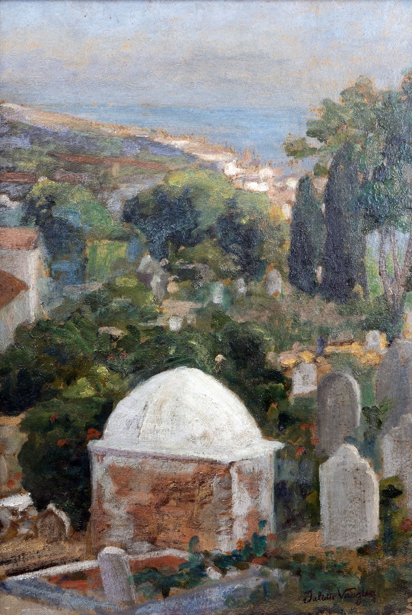 Cimetière arabe d’El Kettar, Alger  – Huile sur carton – Signée et datée 1923