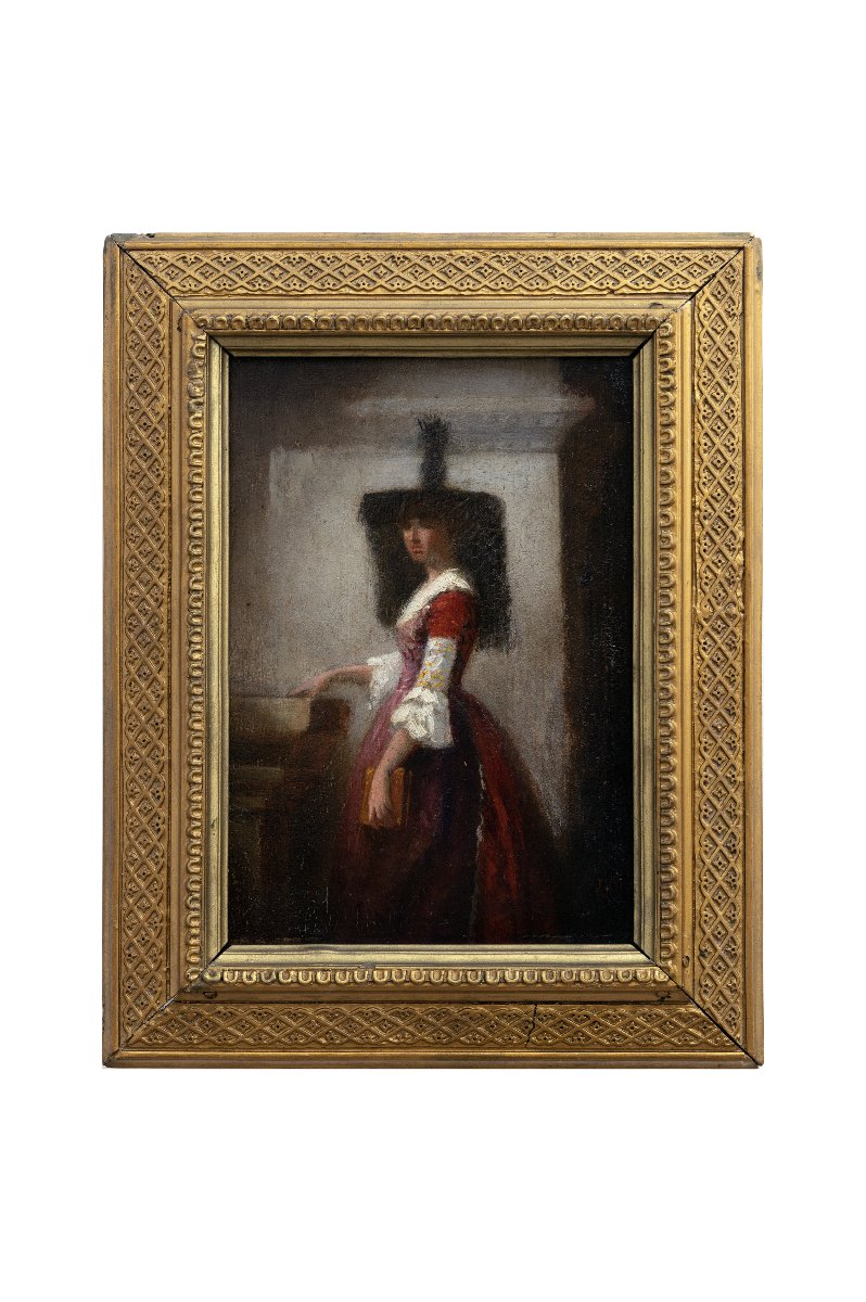 Jules Chevrier – Portrait Of A Woman From The Bresse Region – Oil On Panel – Signed-photo-6