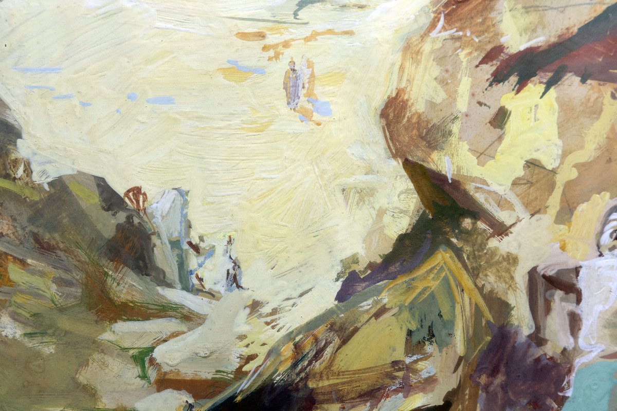 Jean Gaston MANTEL – Scène de plage au Maroc  – Gouache – Signée et datée 1950-photo-5