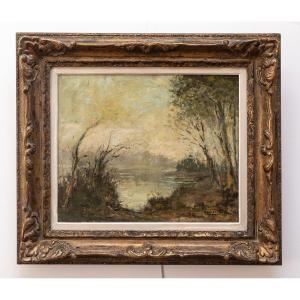 Aquatic Landscape In The Taste Of Corot – Signed Guy Cambier, 20th Century.