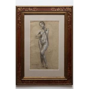 Bernard Emile (1868 – 1941) – Female Nude – Charcoal And Chalk On Paper – Signed