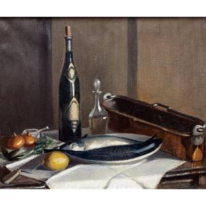 Still Life - Laroche Pierre – The Mackerels – Oil On Canvas – Signed