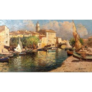 Ecole De Paris – Merio Ameglio – Les Martigues – Huile Sur Panneau - Signé