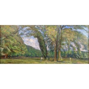 Marie-Louise Degabriel – Les faucheurs – Huile sur carton – XXe s. - Signé
