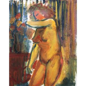 BANSAC James (1924 – 2021) – Nu au bouquet – Gouache