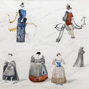 Paul Delaroche - Studies For The Costumes Of A Historical Drama – Watercolor – Circa 1830