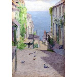 Harry Foster NEWEY – Clovelly Down-a-Long – Aquarelle et crayon – Signée