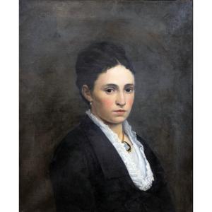 José FRAPPA – Portrait de femme – Huile sur toile – Signée et datée 1879