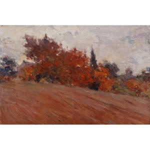 Joseph Milon - Autumn Landscape - Oil On Board - Signed And Dated 1916