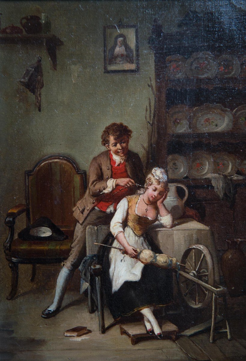 Galante Scene By François-louis Lanfant (1814 - 1892)