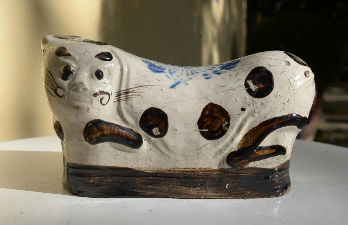 Appuie-nuque En Céramique à Décor De Chat,  Chine Dynastie Tsing-photo-4